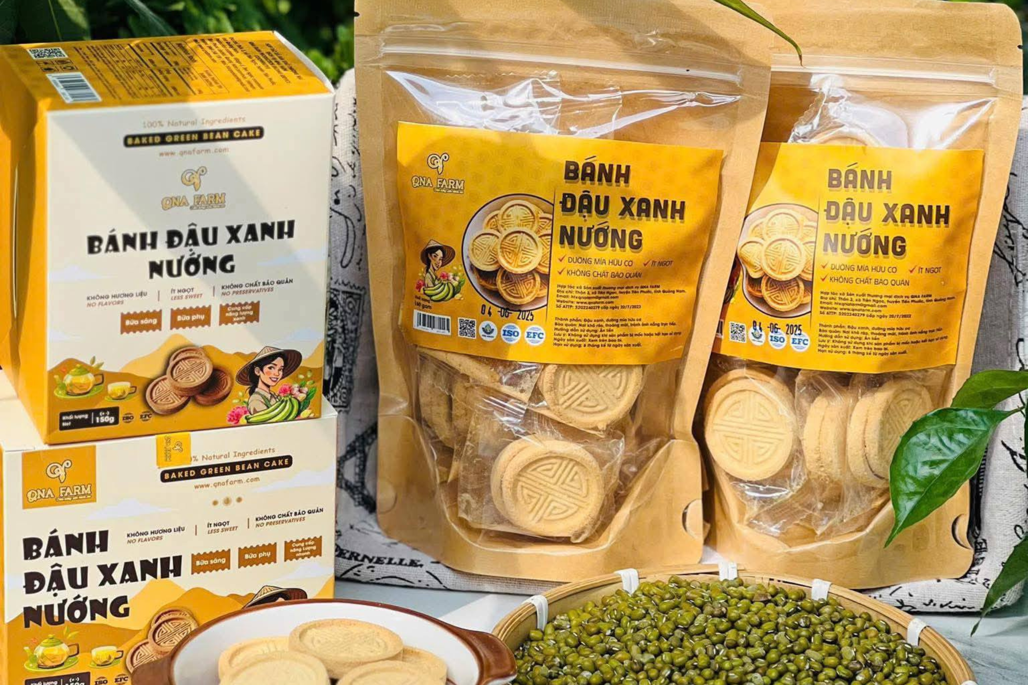 Bánh Đậu Xanh Hữu Cơ QNA Farm: Vị Bùi Thơm Nguyên Bản Từ Đất Quảng