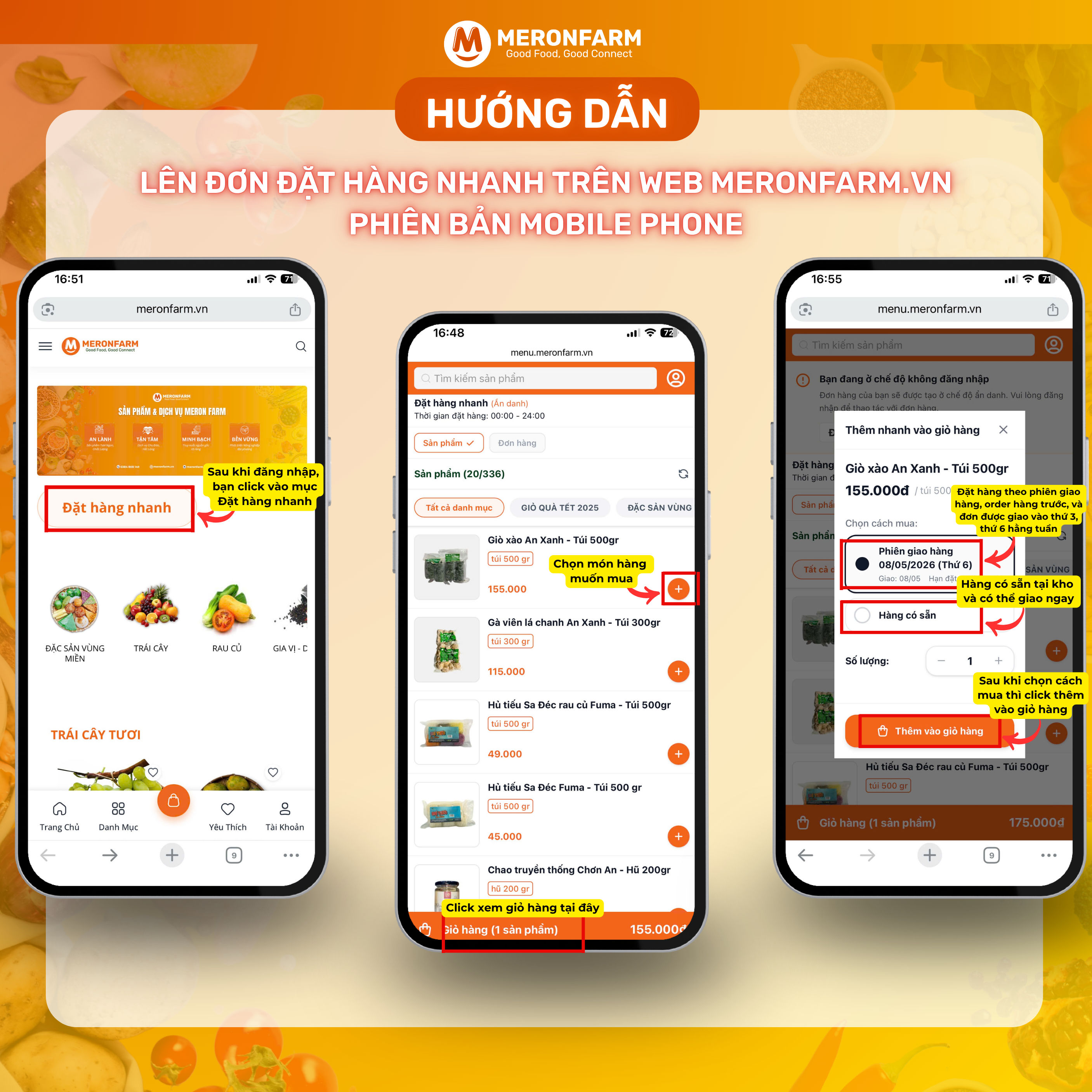 Hướng Dẫn Chi Tiết Cách Sử Dụng Tính Năng Đặt Hàng Nhanh Tại Meronfarm.vn